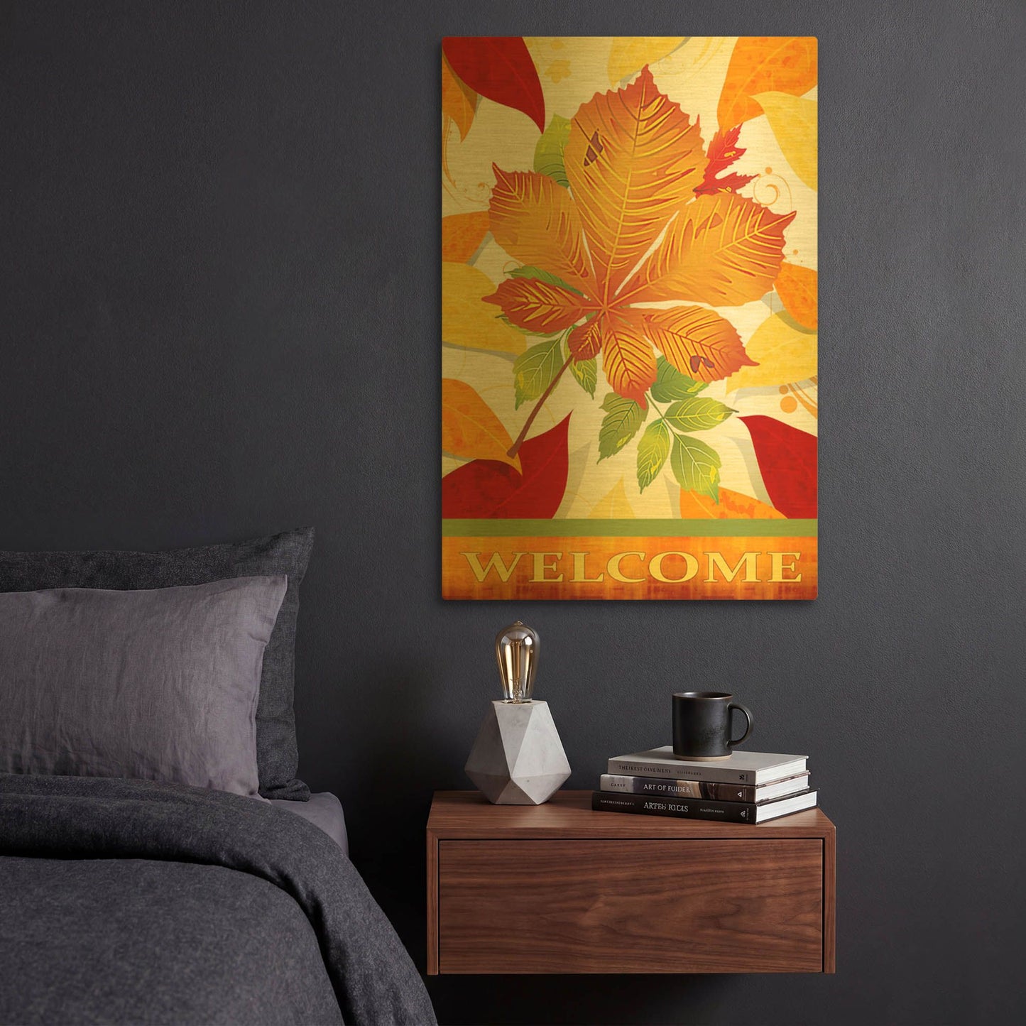 'Autum Flag I' By Jean Plout Gold Metal Wall Art