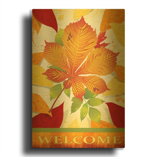'Autum Flag I' By Jean Plout Gold Metal Wall Art