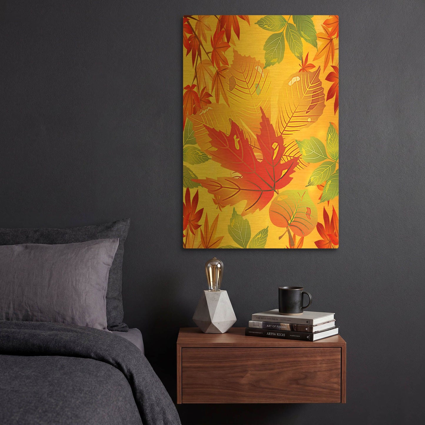 'Autum Flag II' By Jean Plout Gold Metal Wall Art
