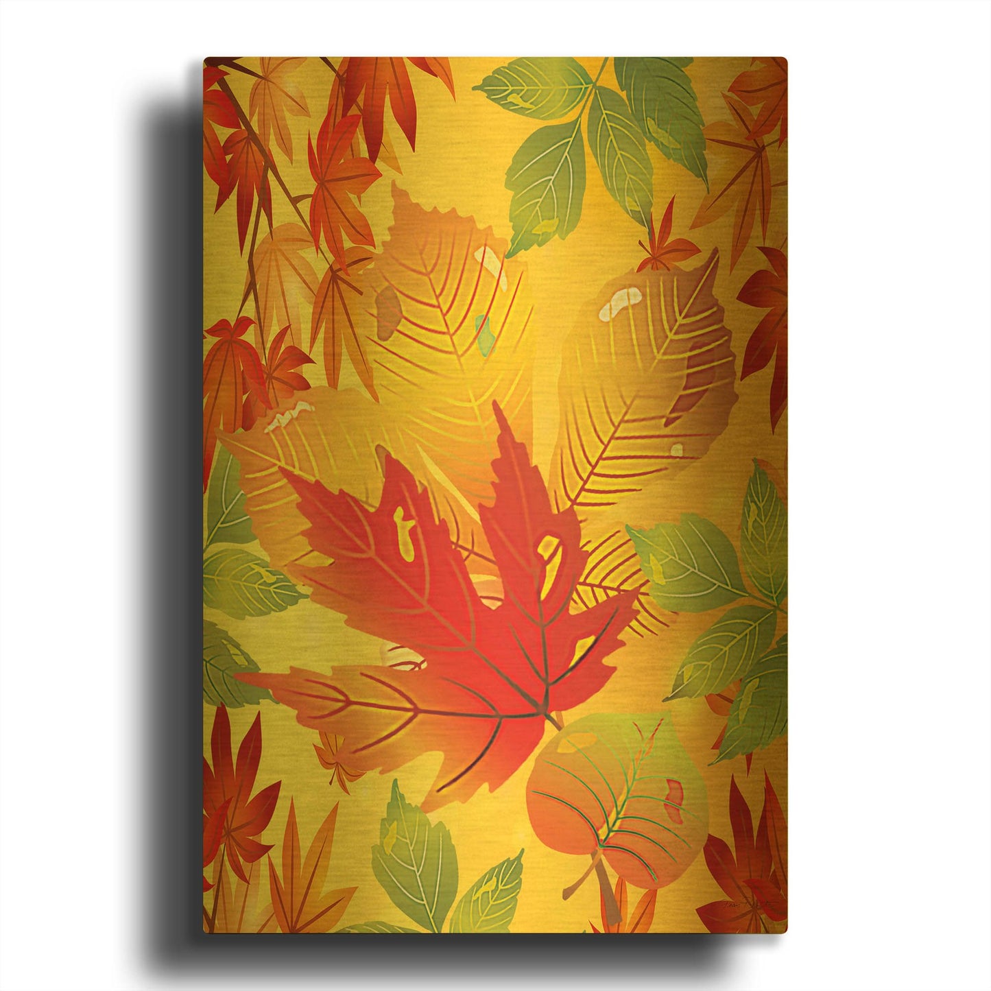 'Autum Flag II' By Jean Plout Gold Metal Wall Art