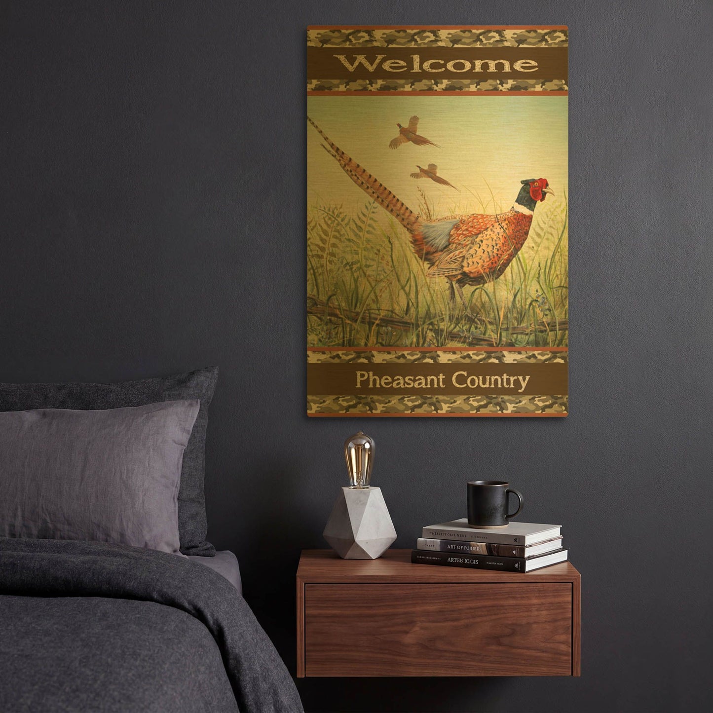 'Pheasant' By Jean Plout Gold Metal Wall Art