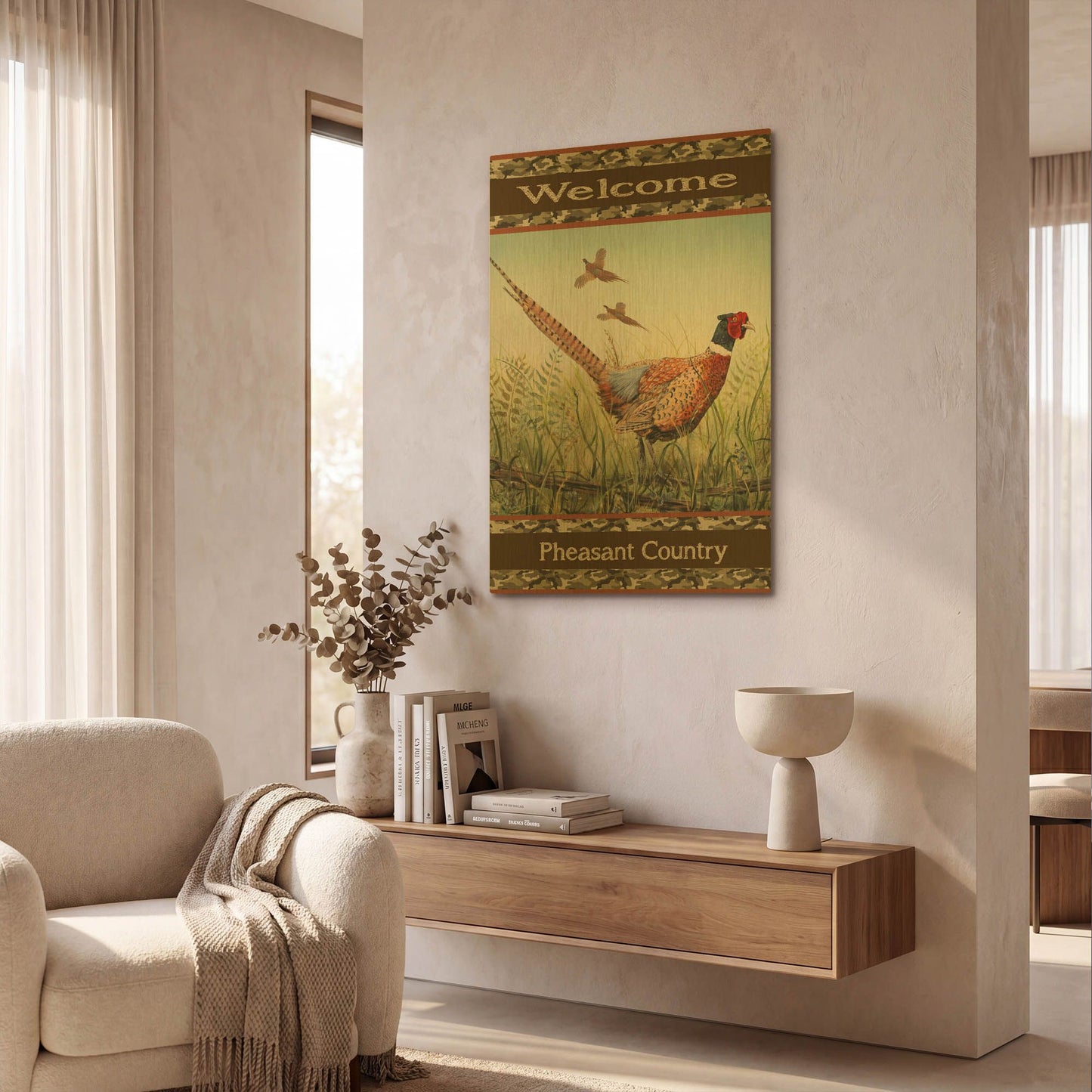 'Pheasant' By Jean Plout Gold Metal Wall Art