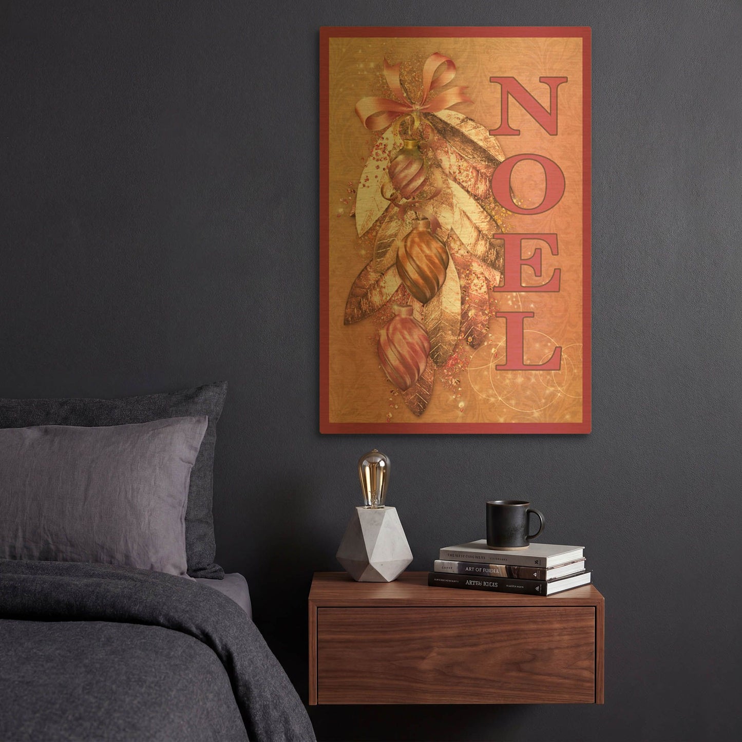 'Flags Noel Pink' By Jean Plout Gold Metal Wall Art