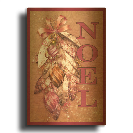 'Flags Noel Pink' By Jean Plout Gold Metal Wall Art