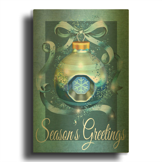 'Flags Seasons Greetings Blue' By Jean Plout Gold Metal Wall Art