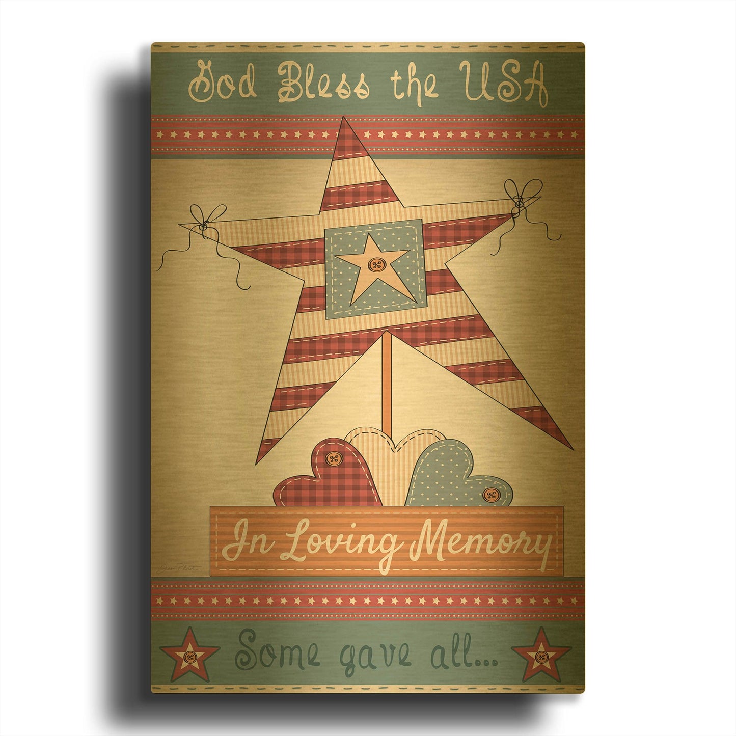 'Flag In Loving Memory' By Jean Plout Gold Metal Wall Art