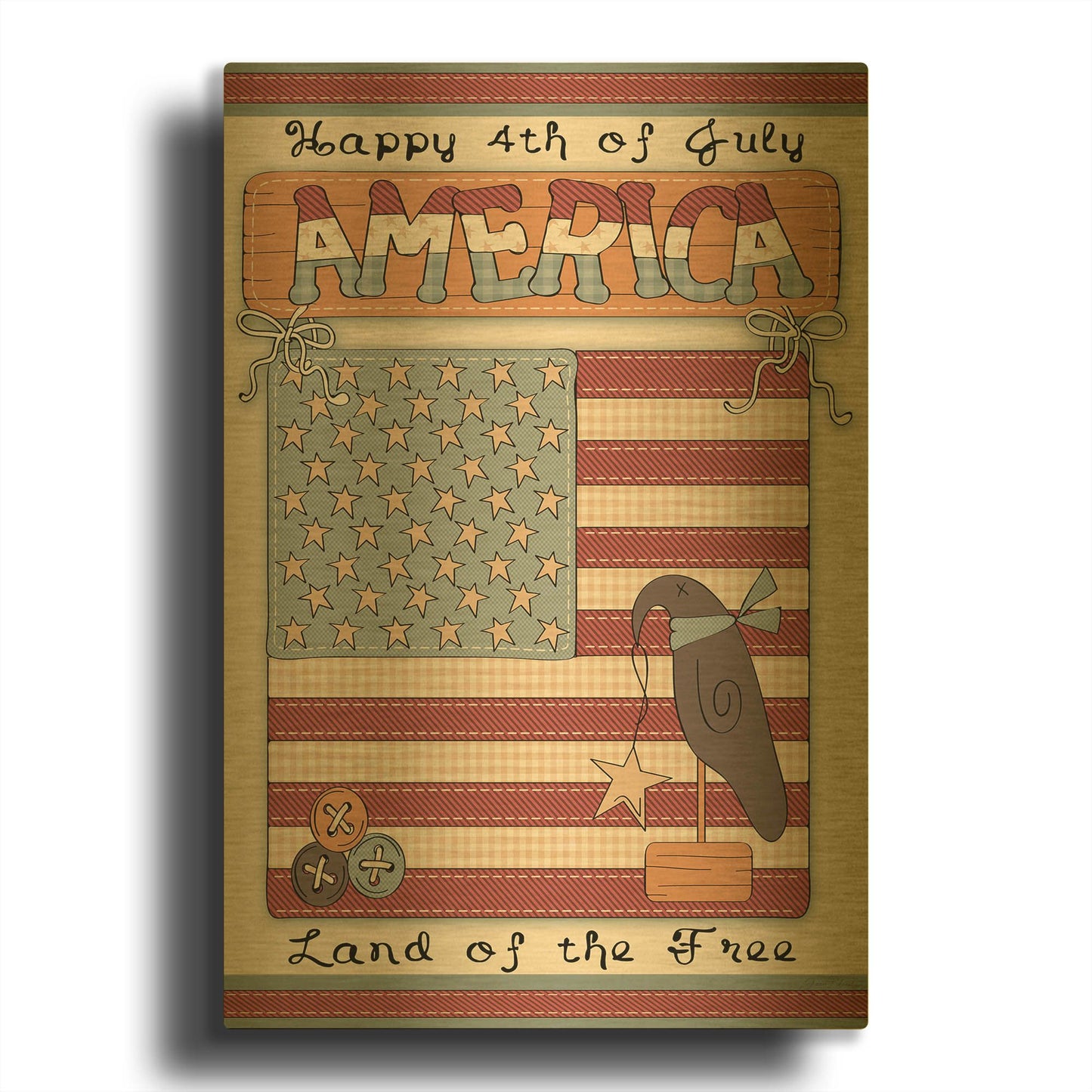 'Flag America' By Jean Plout Gold Metal Wall Art