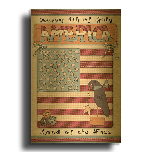 'Flag America' By Jean Plout Gold Metal Wall Art