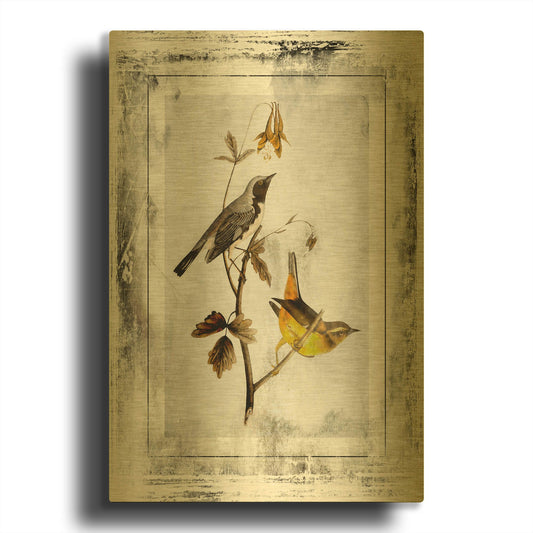 'Birds With Class 6' By Jean Plout Gold Metal Wall Art