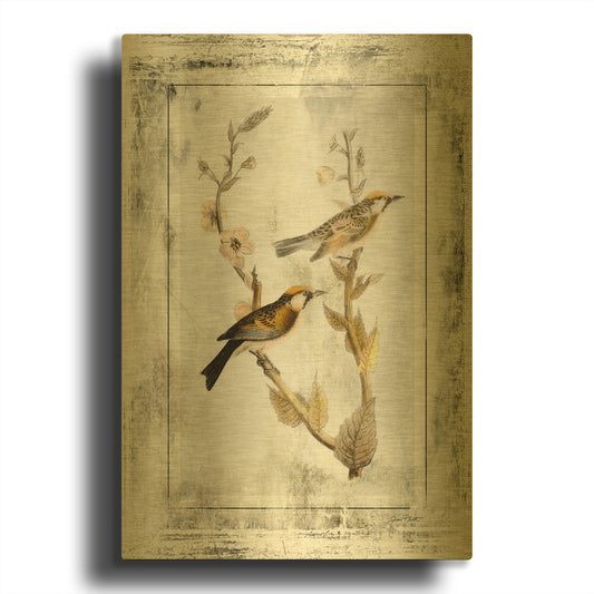 'Birds With Class 5' By Jean Plout Gold Metal Wall Art