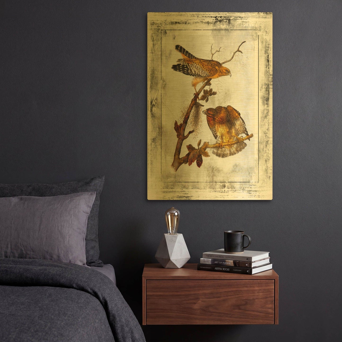 'Birds With Class 2' By Jean Plout Gold Metal Wall Art