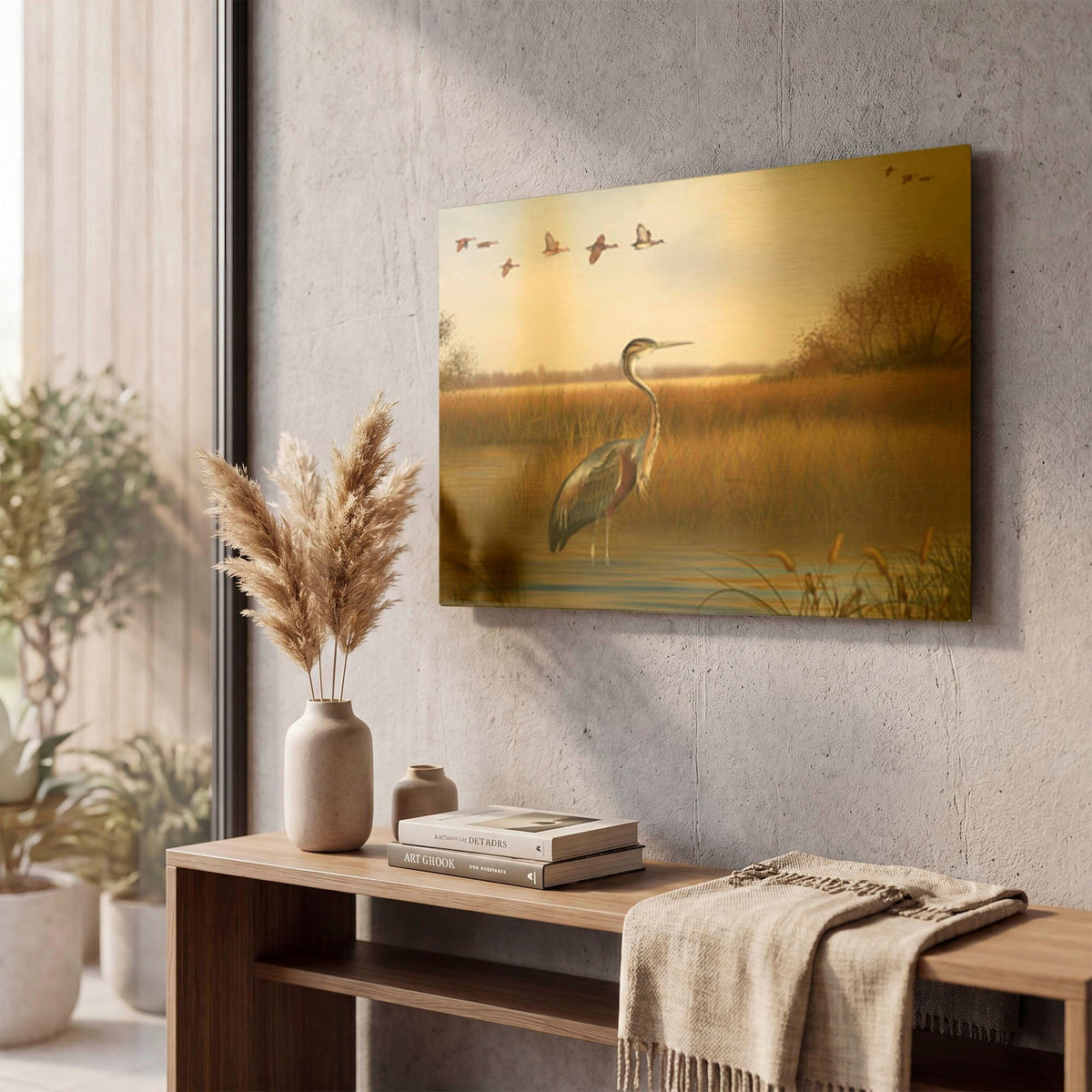 'The Great Marsh A' By Jean Plout Gold Metal Wall Art