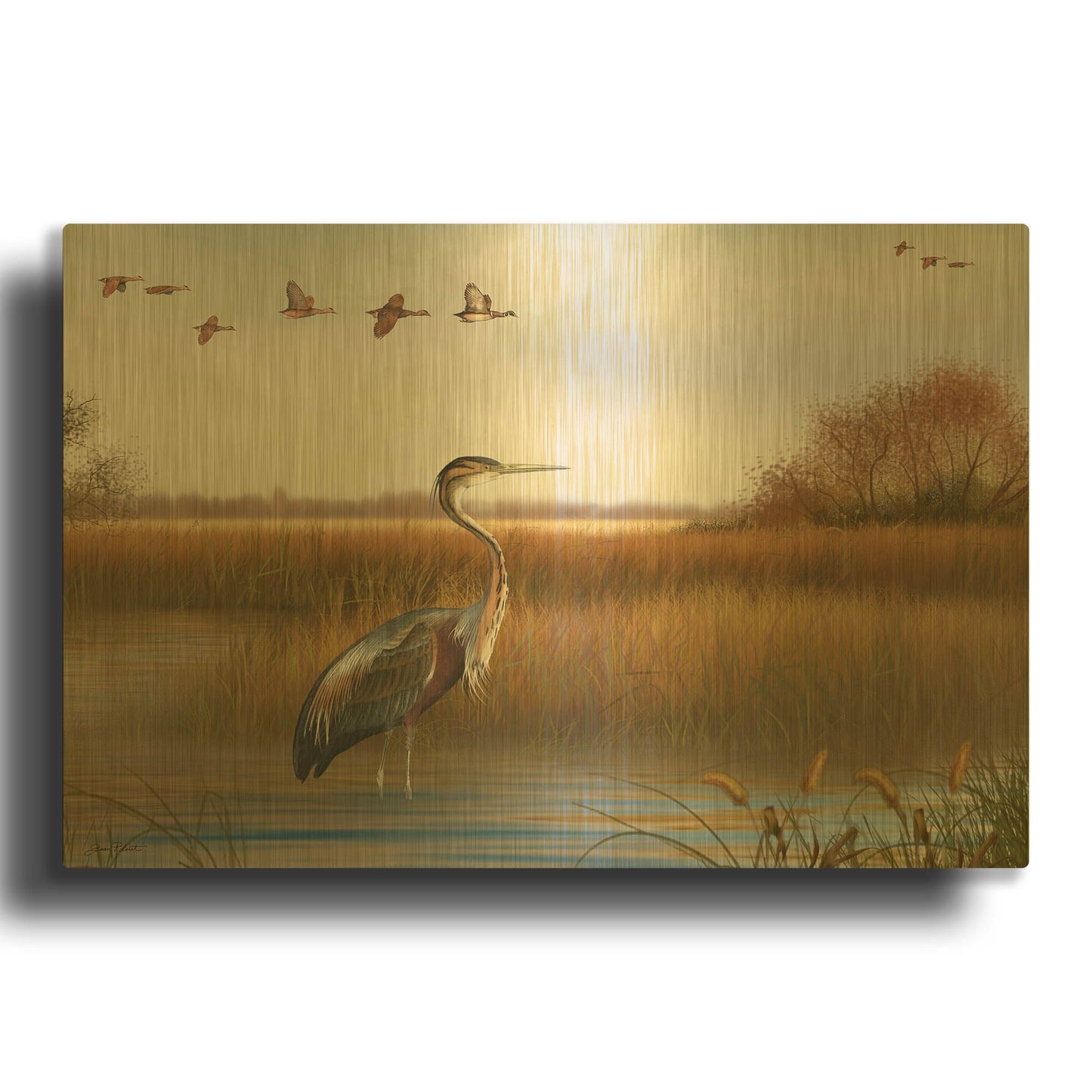 'The Great Marsh A' By Jean Plout Gold Metal Wall Art