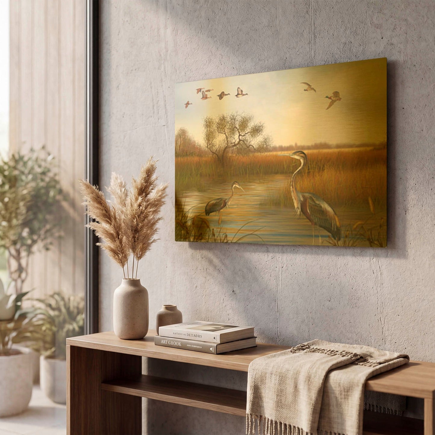 'The Great Marsh B' By Jean Plout Gold Metal Wall Art