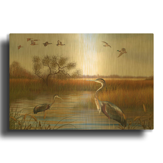 'The Great Marsh B' By Jean Plout Gold Metal Wall Art