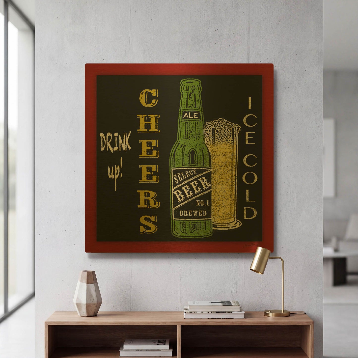 'Cheers Beer 2' By Jean Plout Gold Metal Wall Art