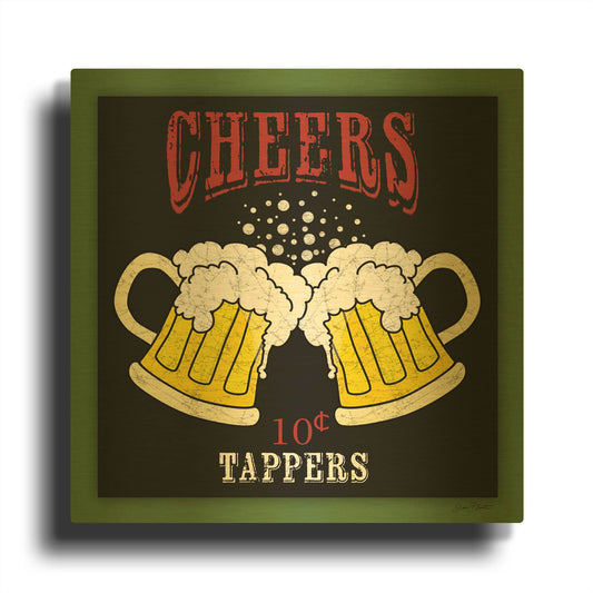 'Cheers Beer 1' By Jean Plout Gold Metal Wall Art