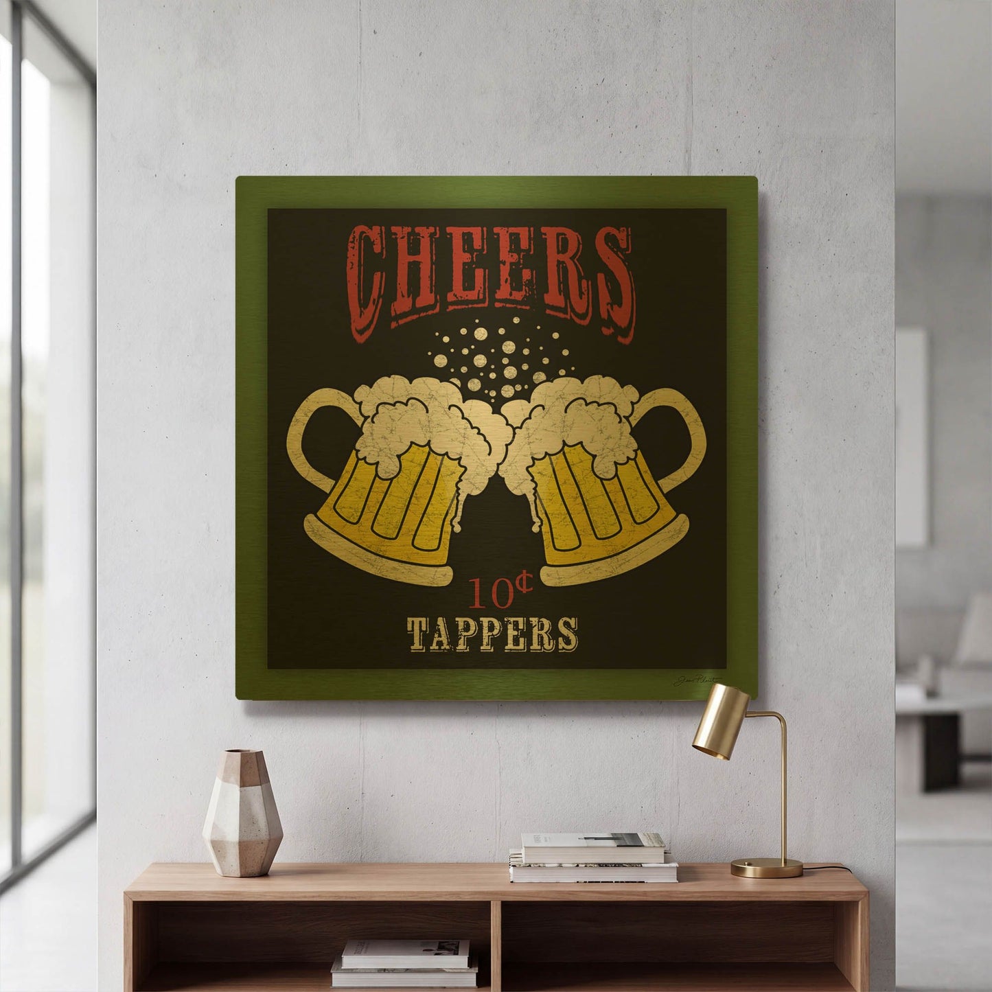 'Cheers Beer 1' By Jean Plout Gold Metal Wall Art