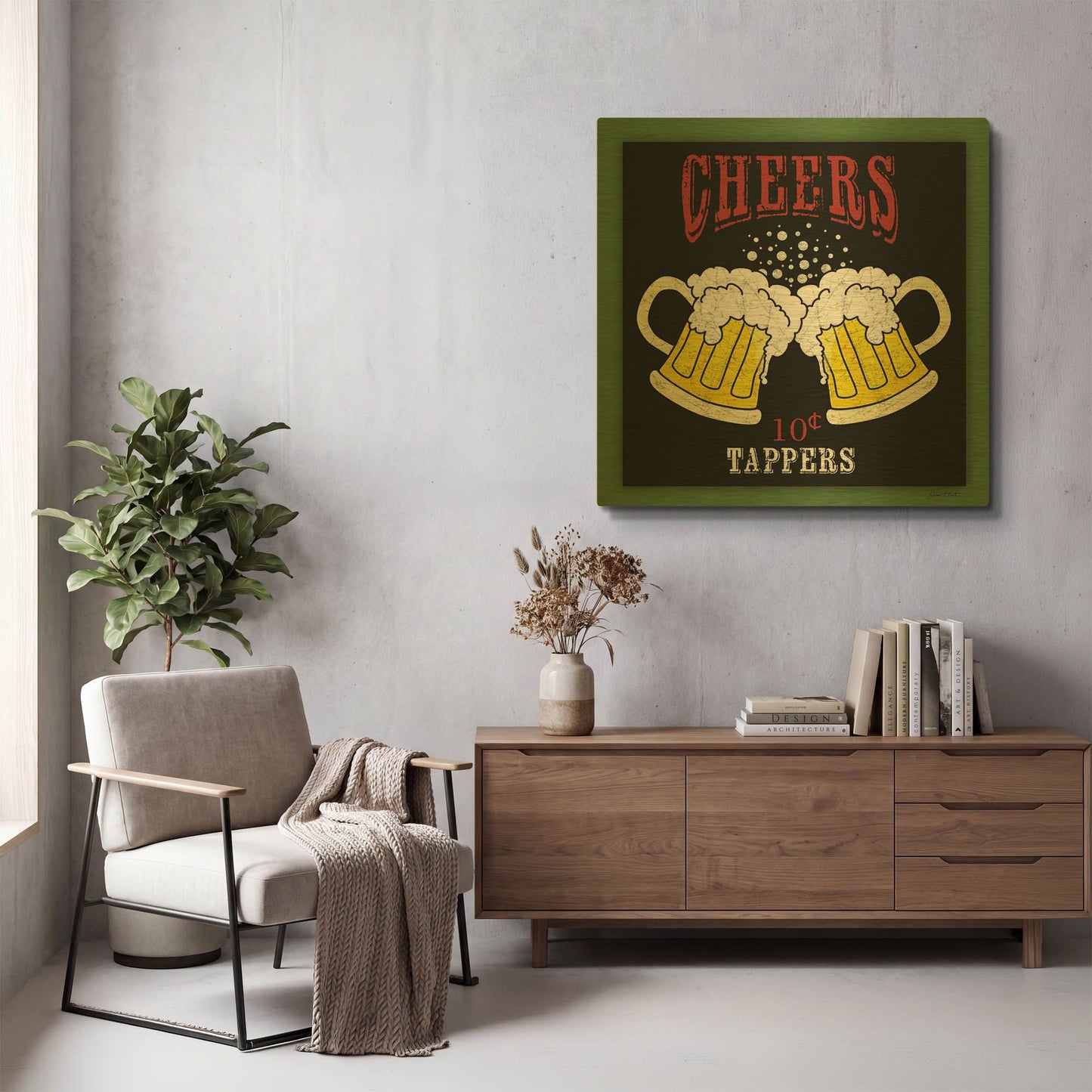 'Cheers Beer 1' By Jean Plout Gold Metal Wall Art
