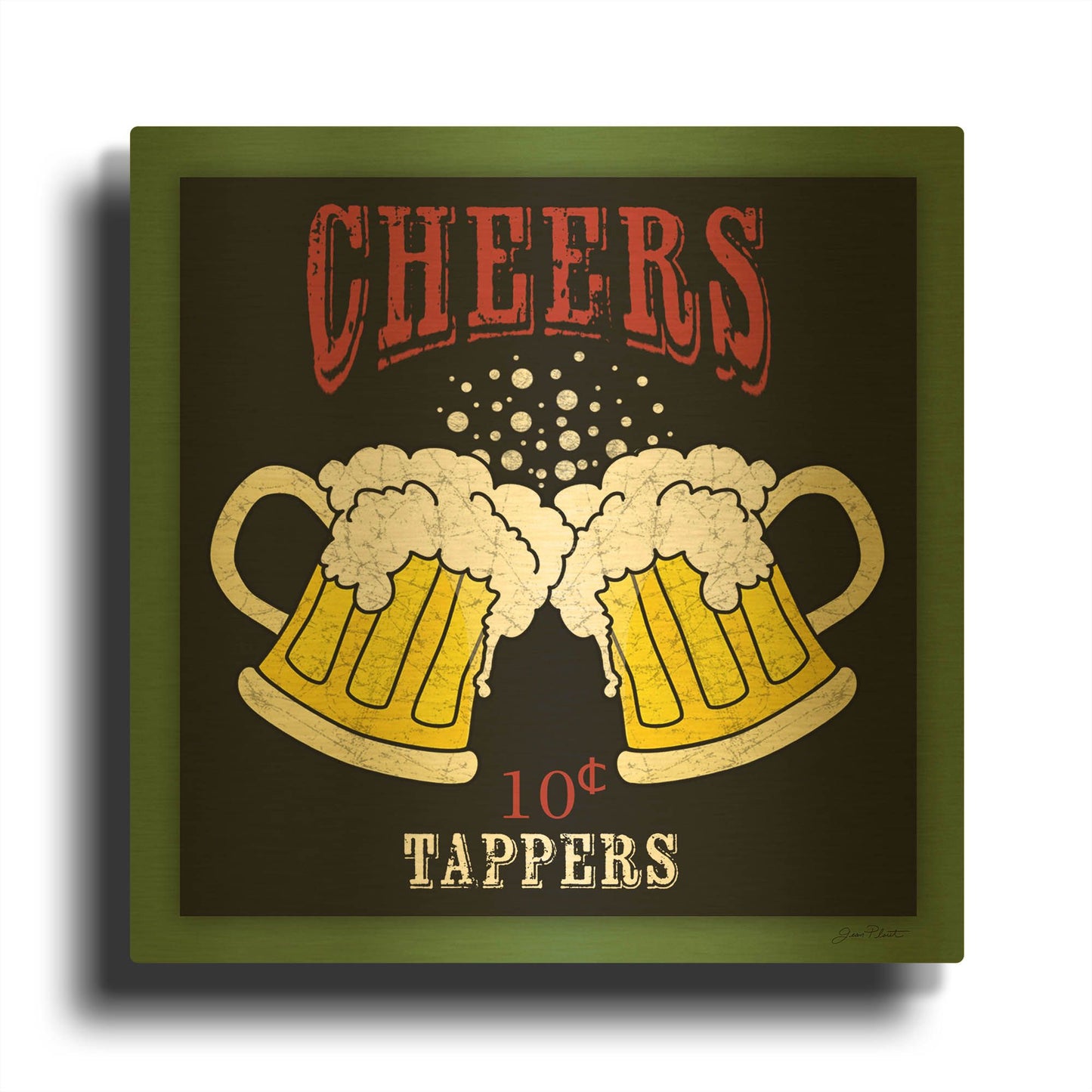 'Cheers Beer 1' By Jean Plout Gold Metal Wall Art