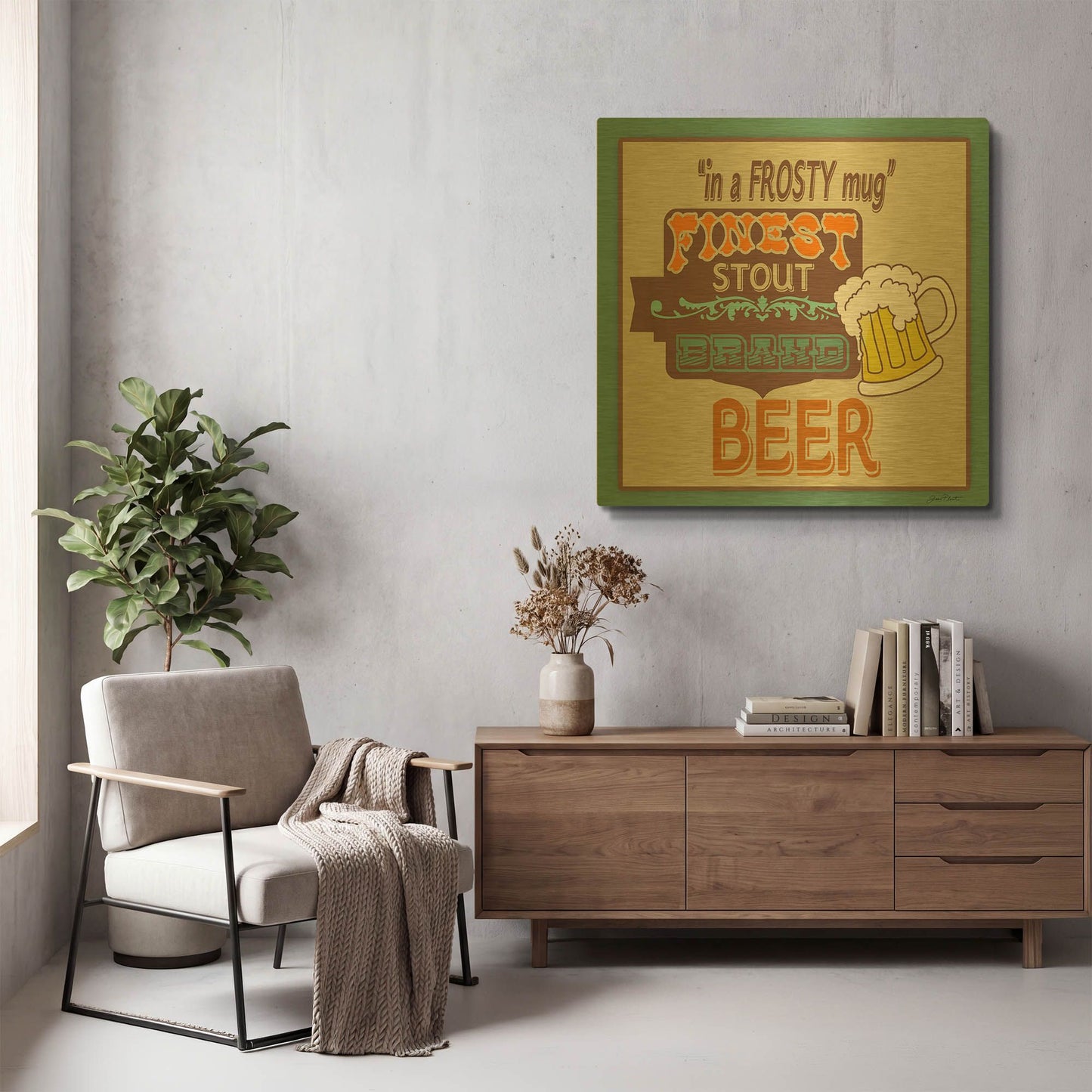 'Frosty Beer' By Jean Plout Gold Metal Wall Art