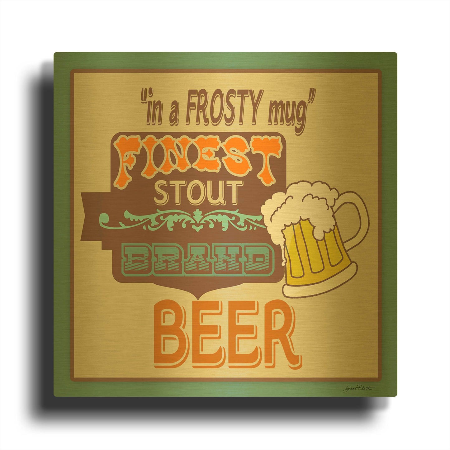 'Frosty Beer' By Jean Plout Gold Metal Wall Art