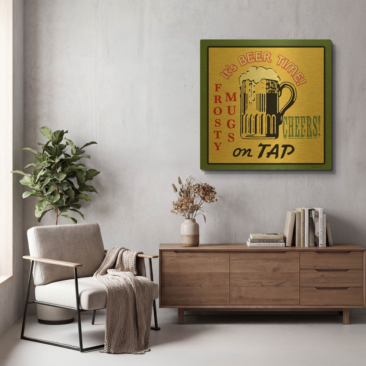 'Tap Beer' By Jean Plout Gold Metal Wall Art