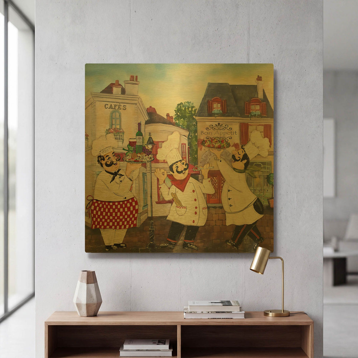 'Italian Chefs' By Jean Plout Gold Metal Wall Art