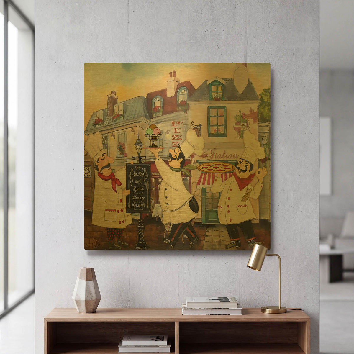 'Italian Chefs 2' By Jean Plout Gold Metal Wall Art