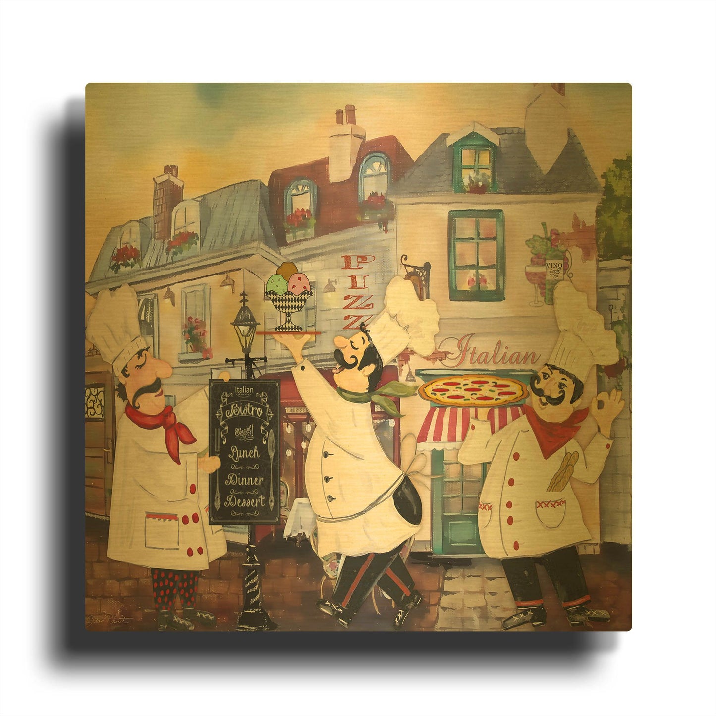 'Italian Chefs 2' By Jean Plout Gold Metal Wall Art