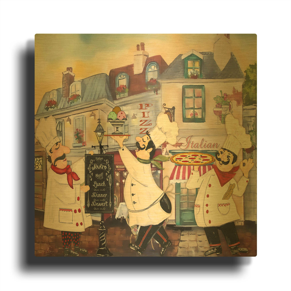 'Italian Chefs 2' By Jean Plout Gold Metal Wall Art