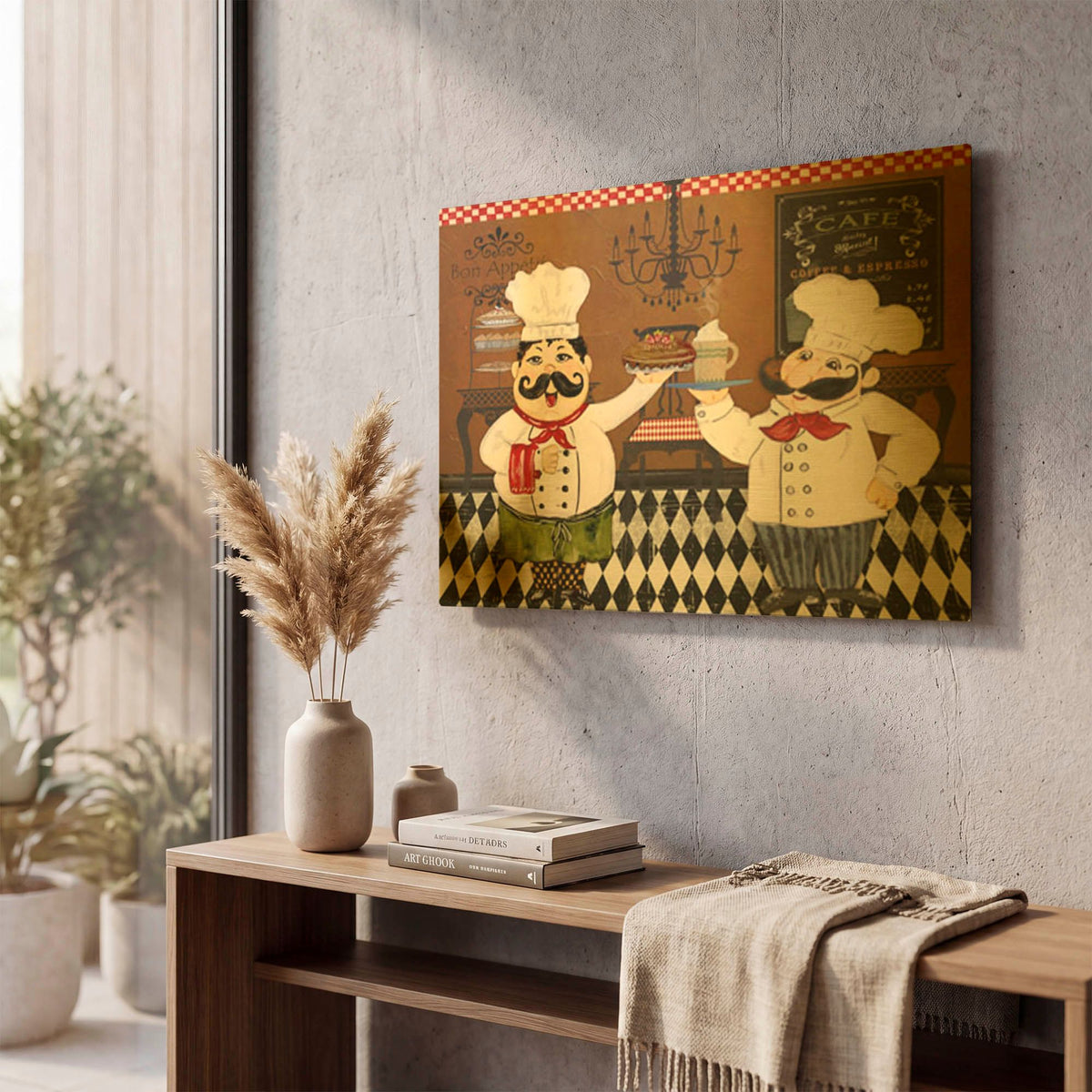 'Italian Chefs C' By Jean Plout Gold Metal Wall Art