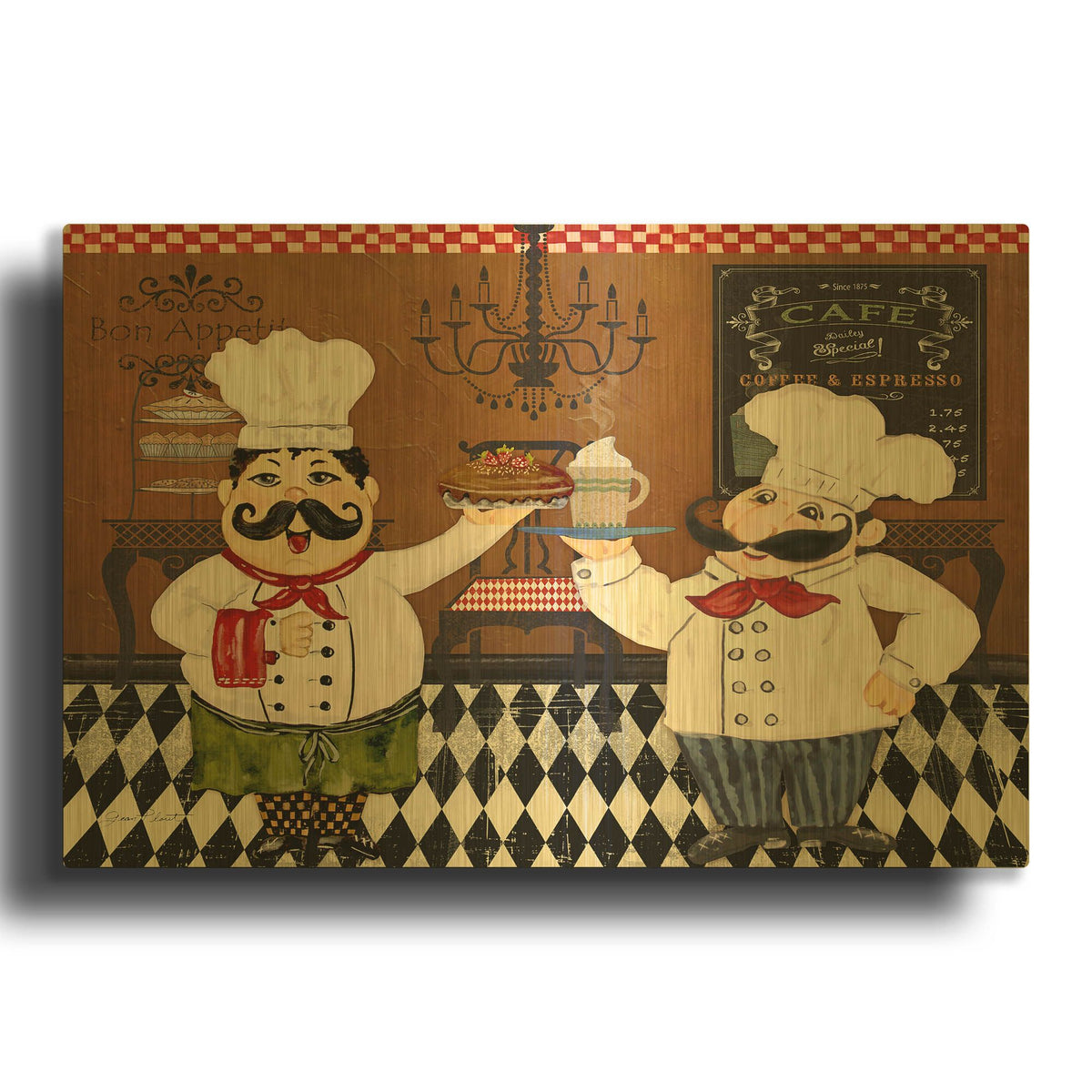 'Italian Chefs C' By Jean Plout Gold Metal Wall Art