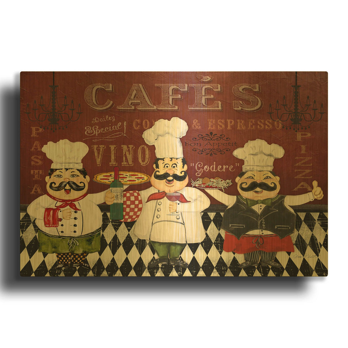 'Italian Chefs D' By Jean Plout Gold Metal Wall Art