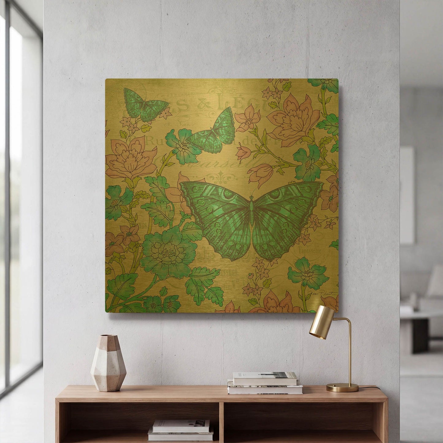 'Jardin De Luxe 5' By Jean Plout Gold Metal Wall Art
