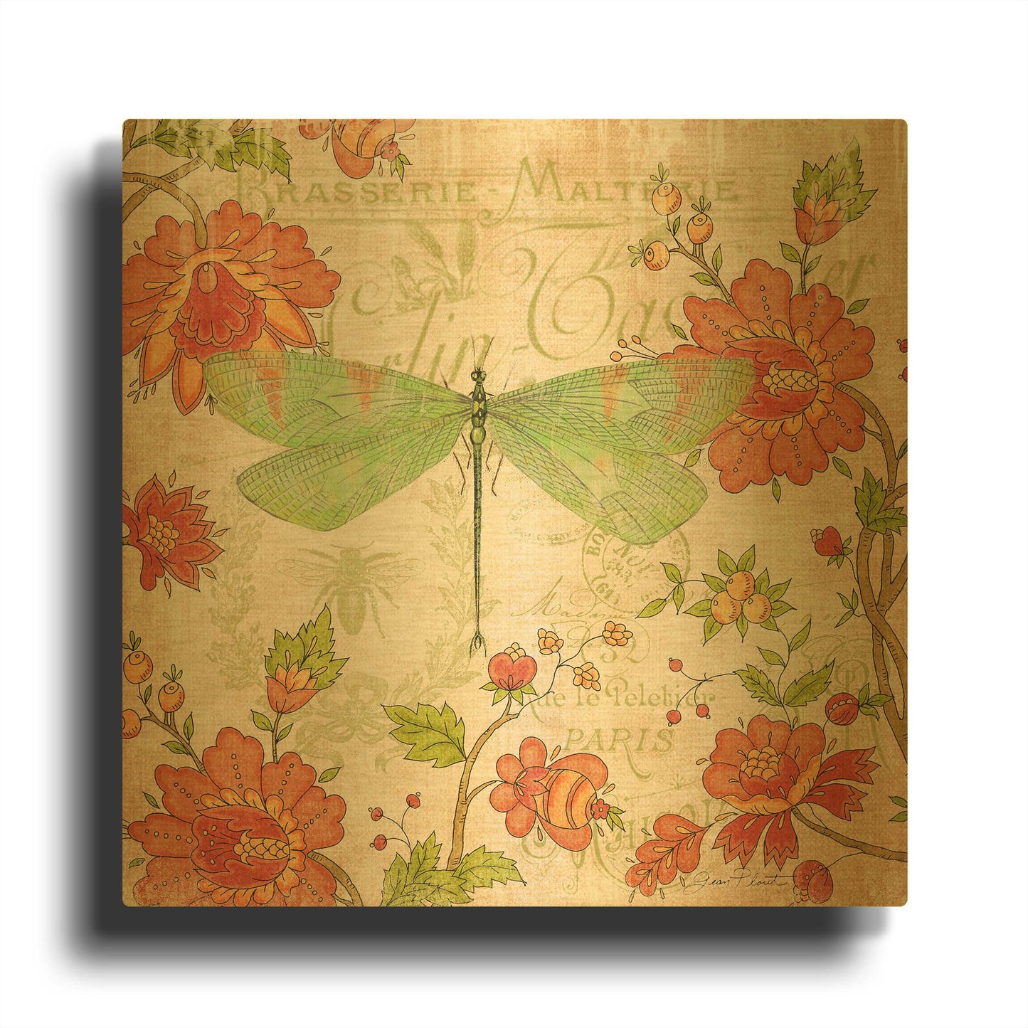'Jardin De Luxe 4' By Jean Plout Gold Metal Wall Art