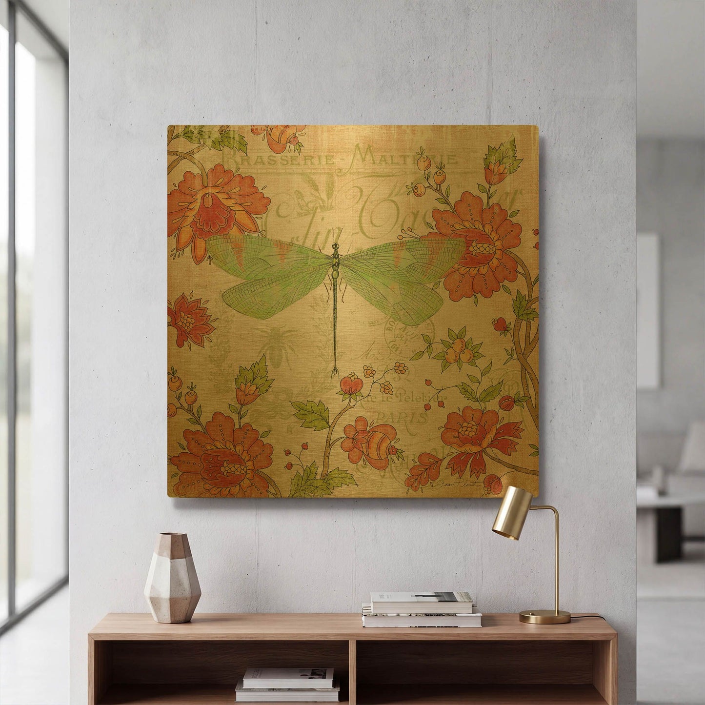 'Jardin De Luxe 4' By Jean Plout Gold Metal Wall Art