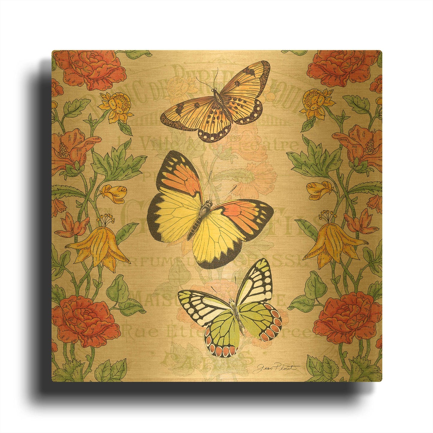 'Jardin De Luxe 3' By Jean Plout Gold Metal Wall Art