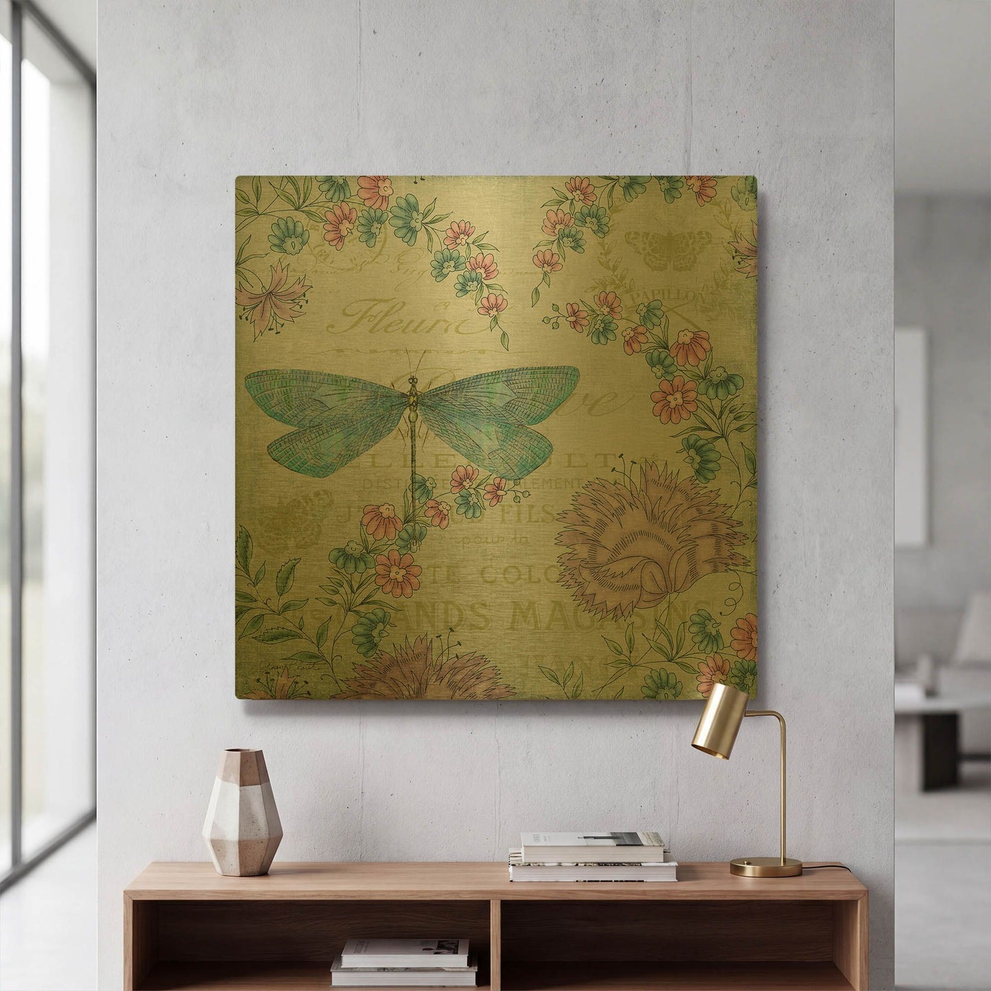 'Jardin De Luxe 2' By Jean Plout Gold Metal Wall Art