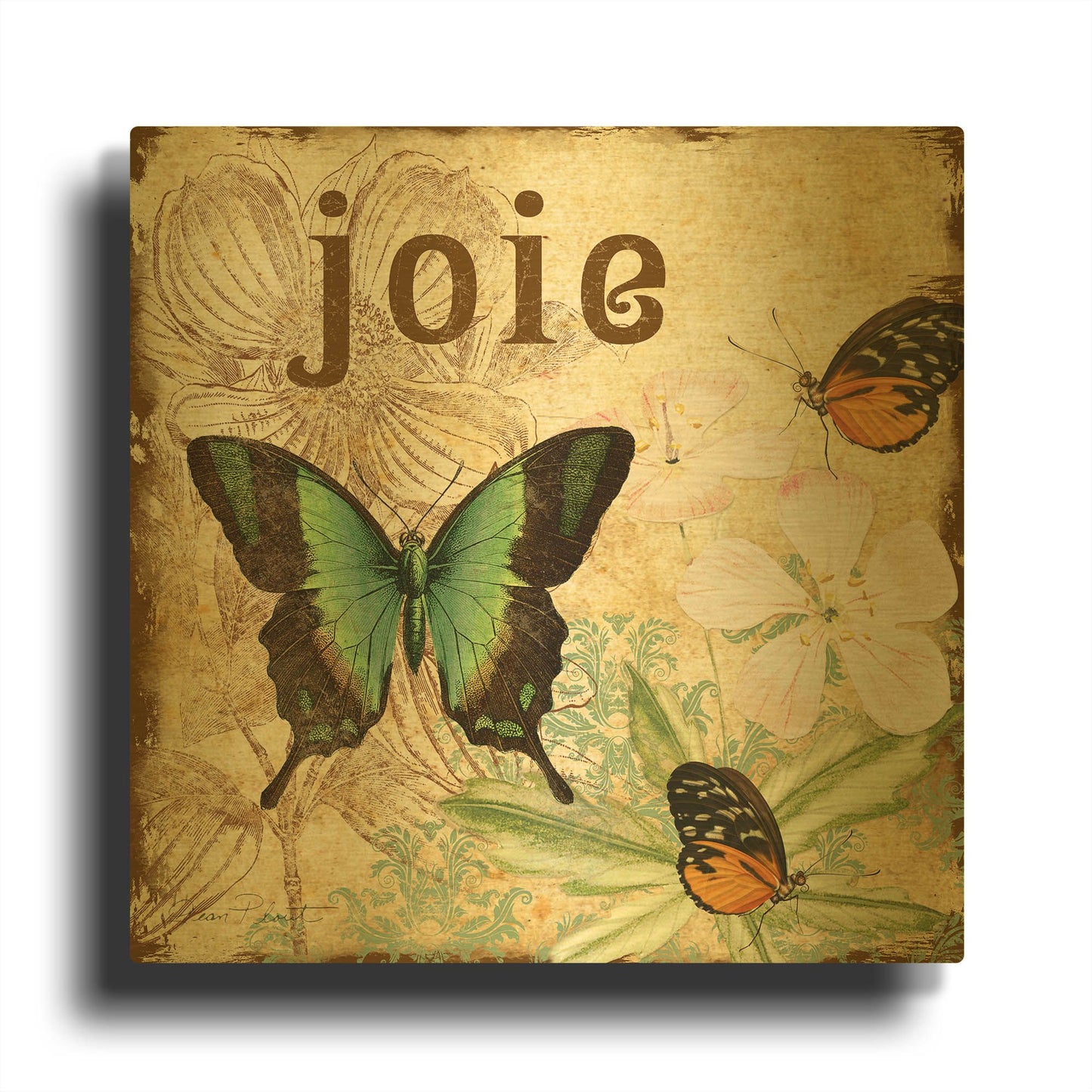 'Inspirational Butterflies 2' By Jean Plout Gold Metal Wall Art