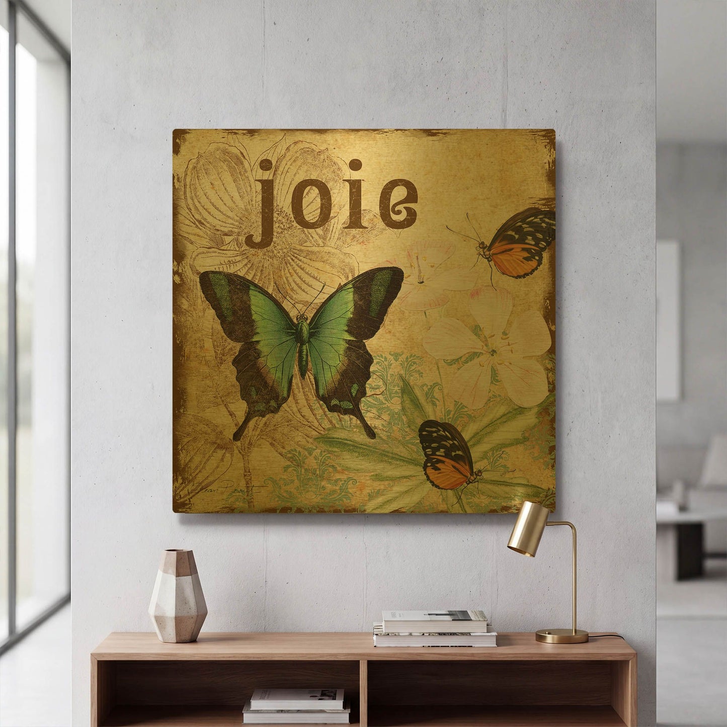 'Inspirational Butterflies 2' By Jean Plout Gold Metal Wall Art