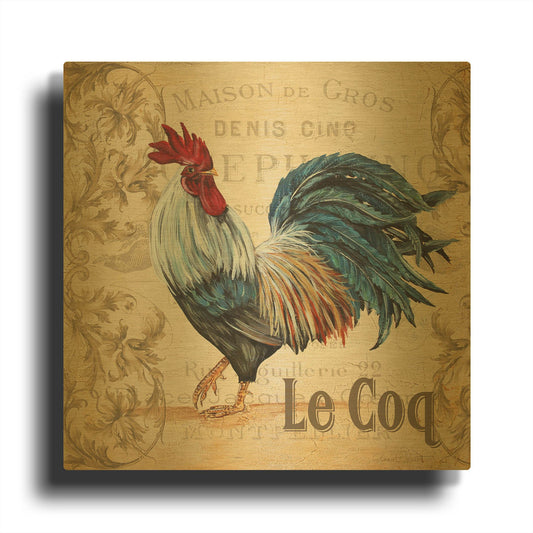 'Le Coq' By Jean Plout Gold Metal Wall Art