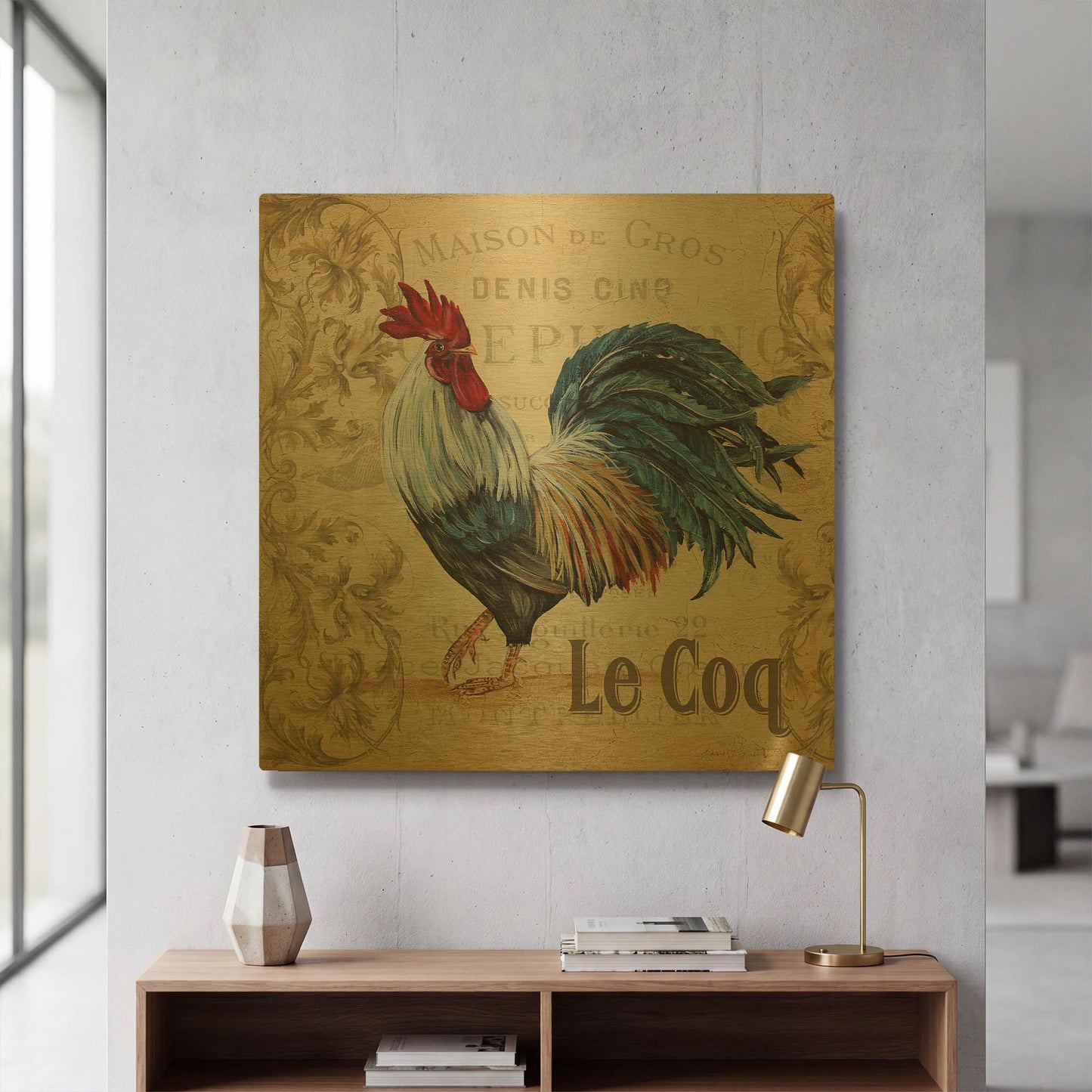 'Le Coq' By Jean Plout Gold Metal Wall Art