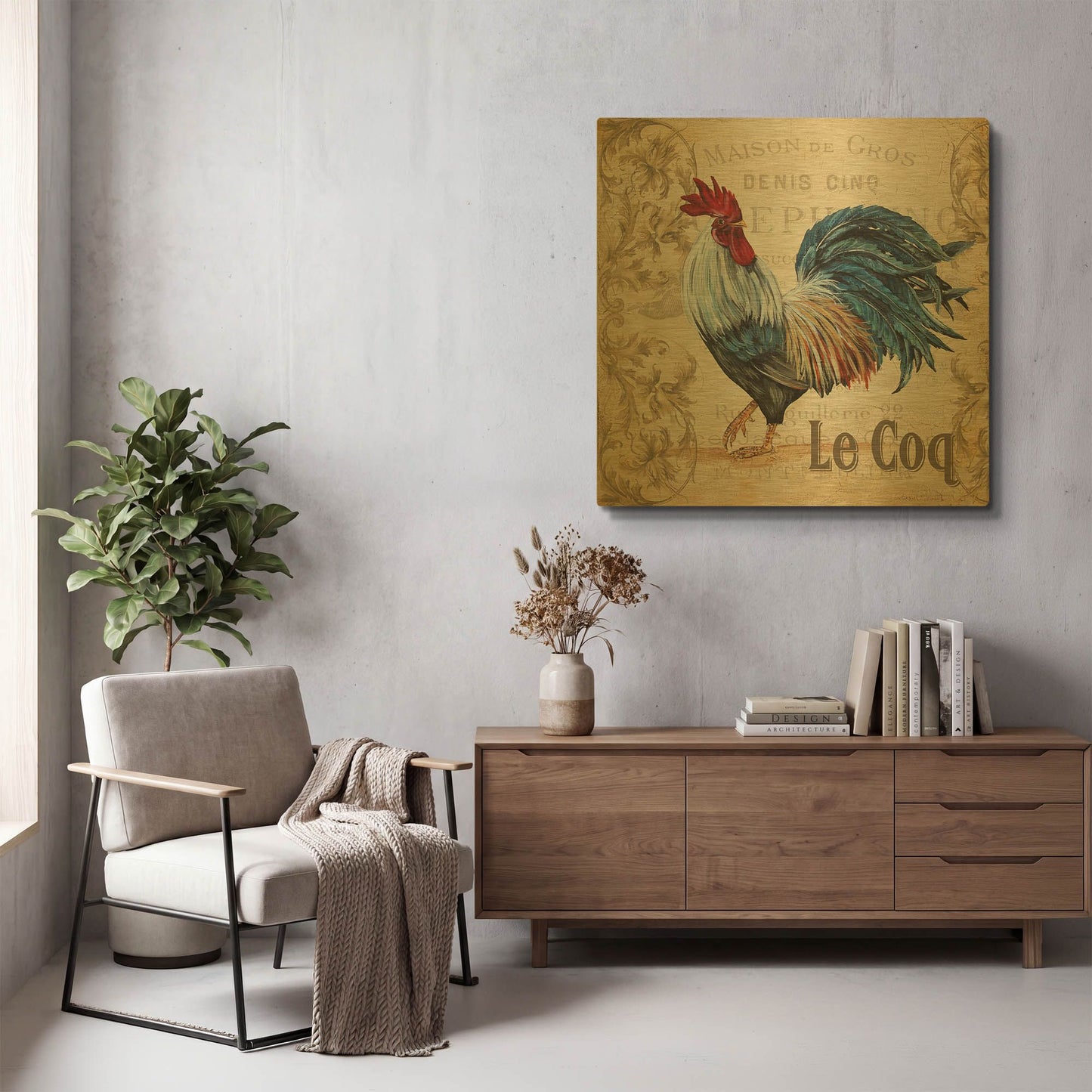 'Le Coq' By Jean Plout Gold Metal Wall Art