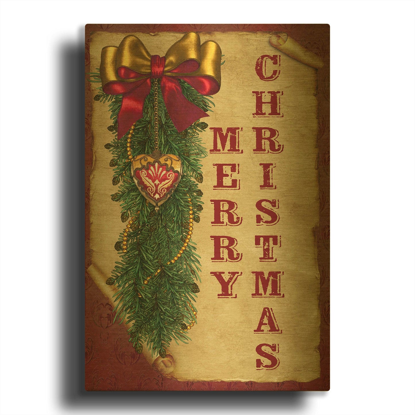 'Merry Christmas 63015' By Jean Plout Gold Metal Wall Art