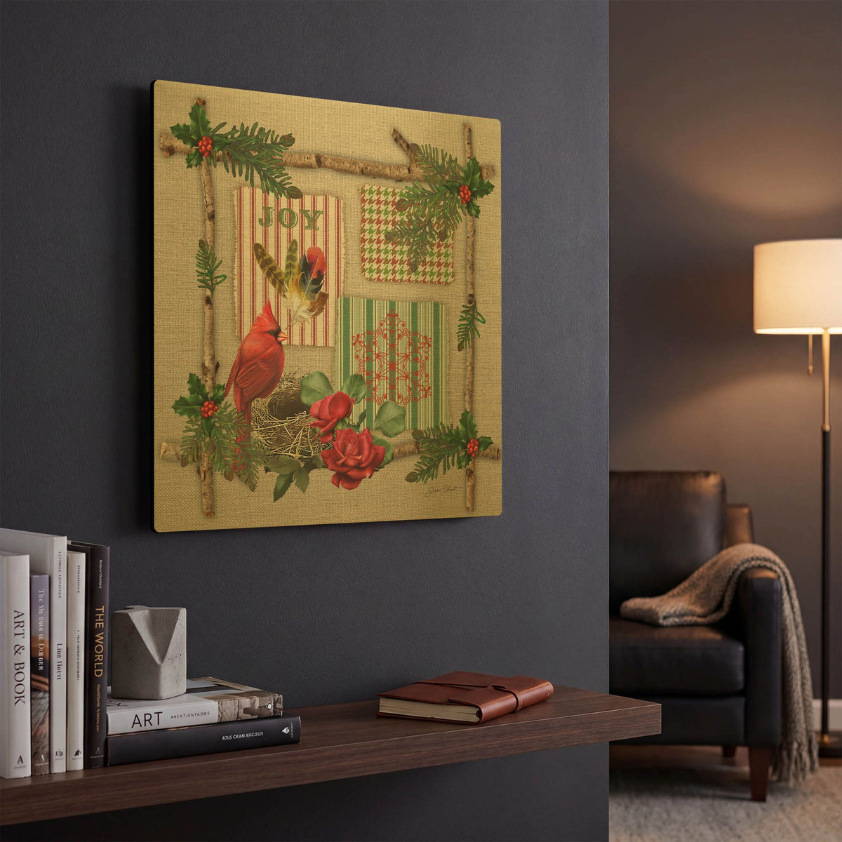 'Country Christmas 6' By Jean Plout Gold Metal Wall Art