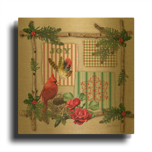 'Country Christmas 6' By Jean Plout Gold Metal Wall Art