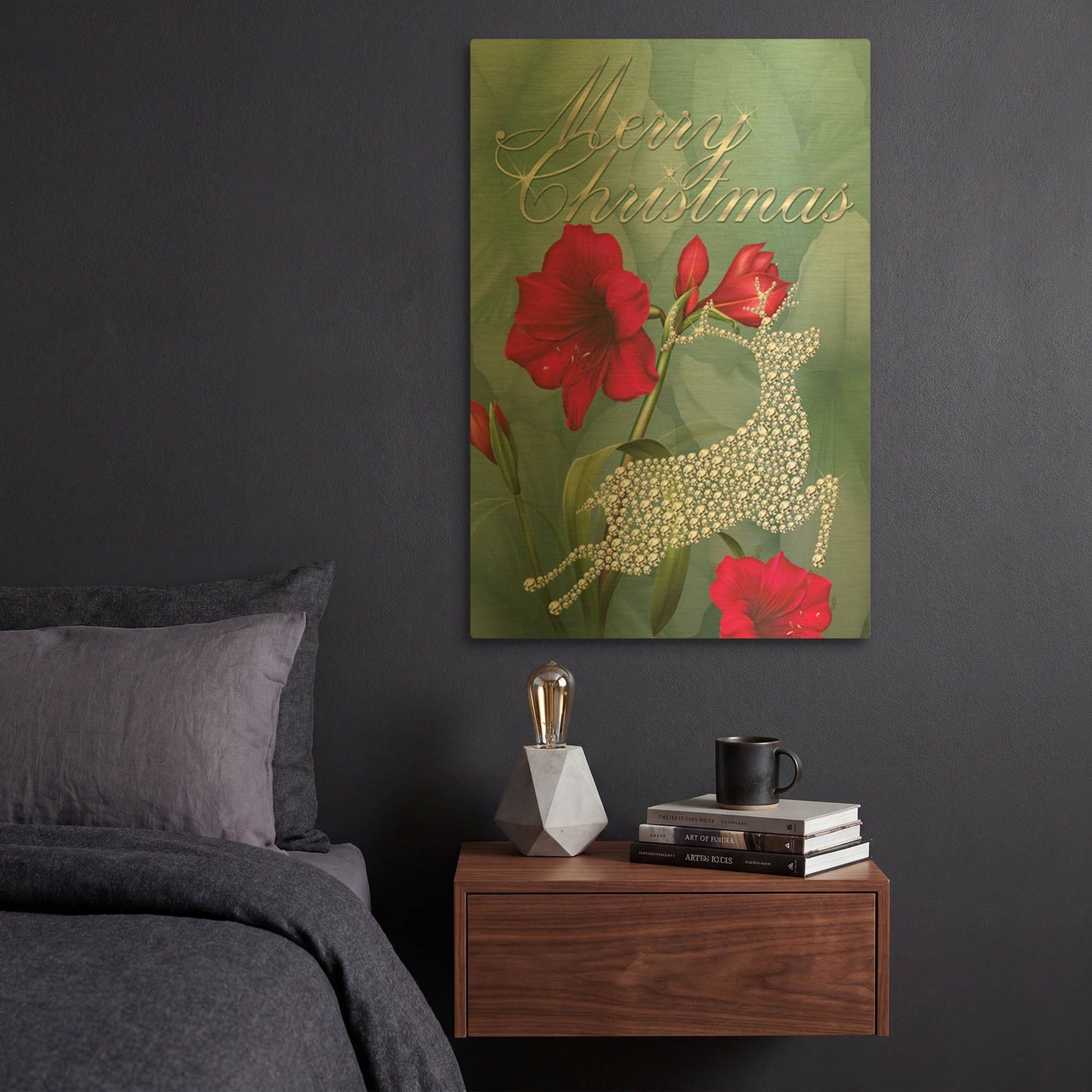 'Botanical Christmas' By Jean Plout Gold Metal Wall Art