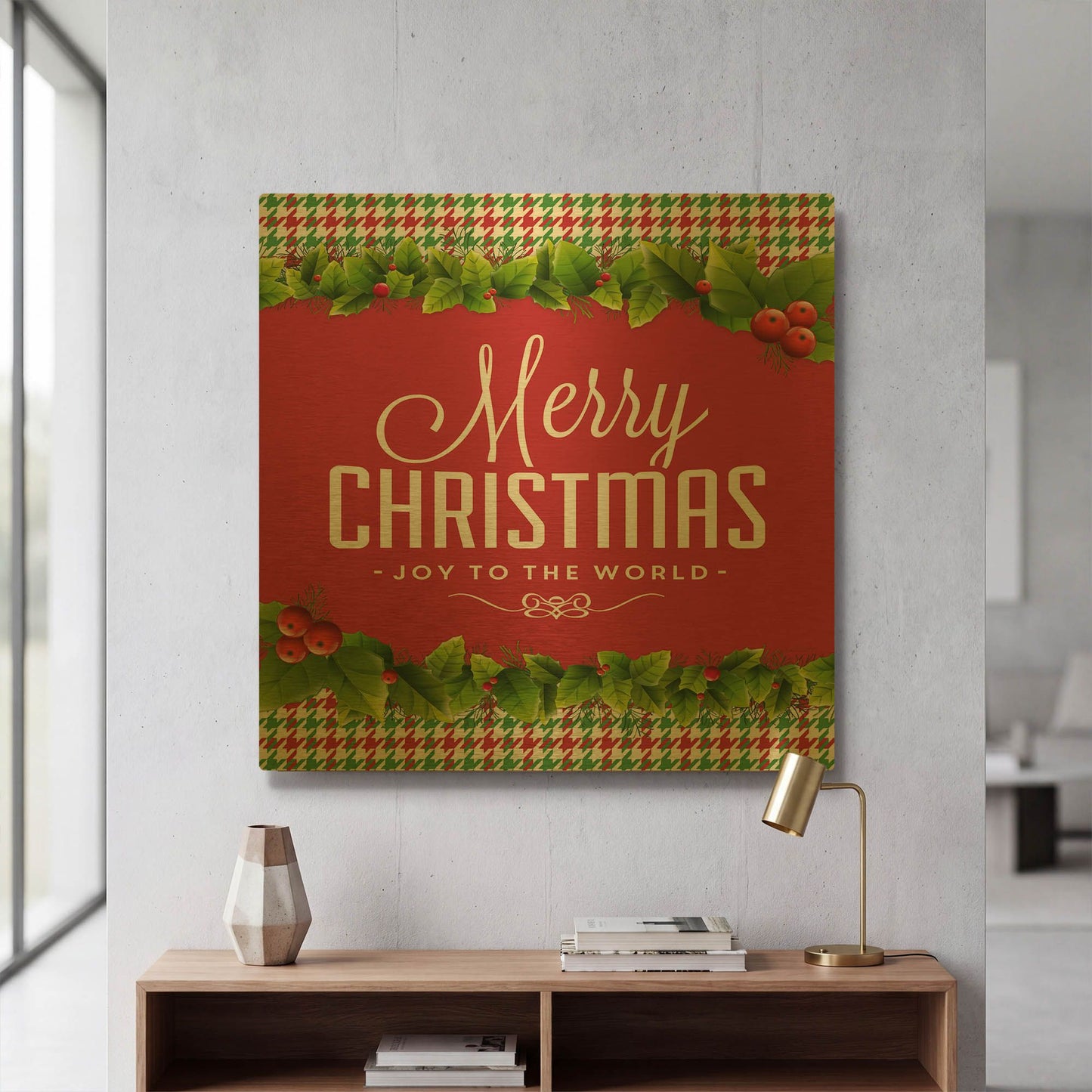 'Holly And Houndstooth 2' By Jean Plout Gold Metal Wall Art