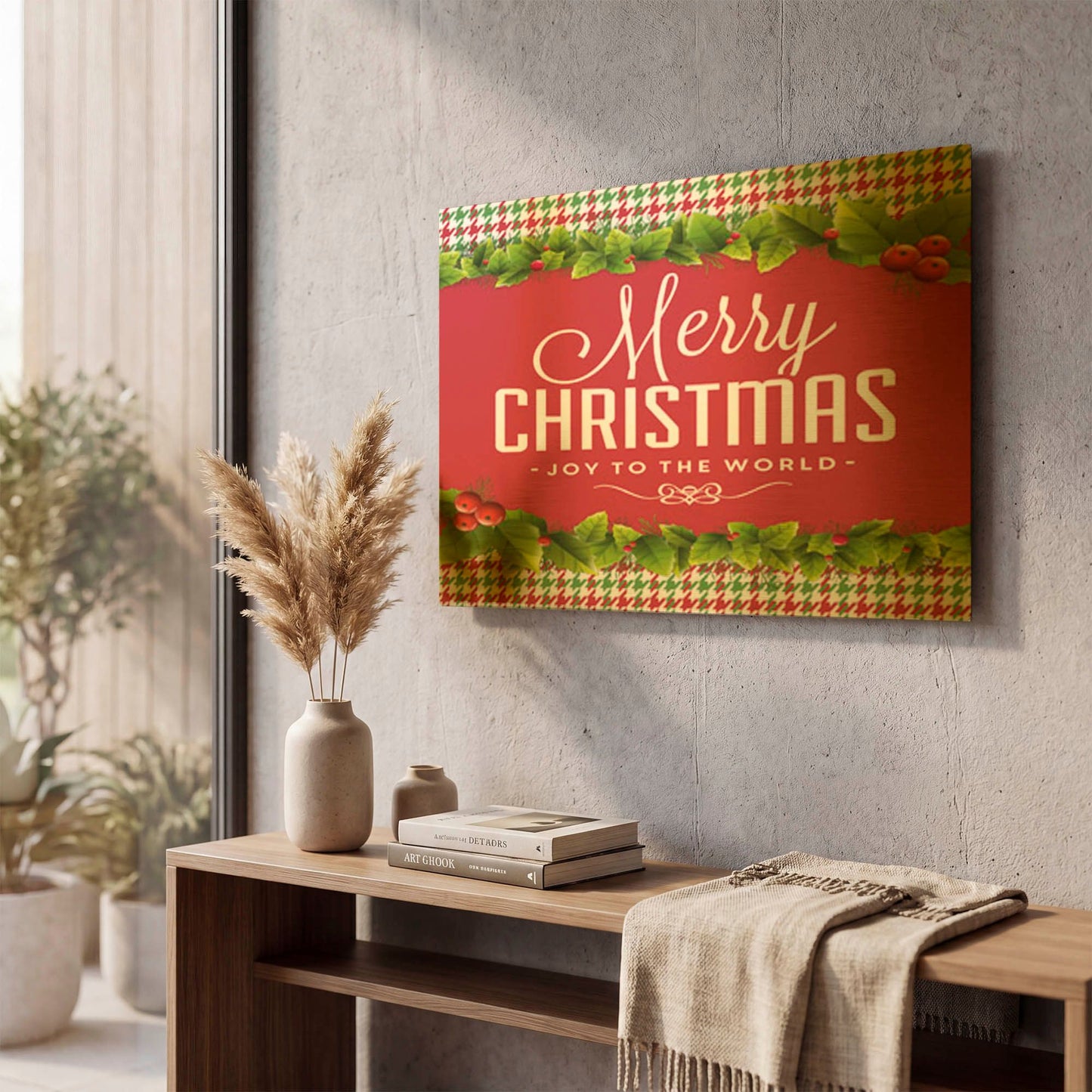 'Holly And Houndstooth 1' By Jean Plout Gold Metal Wall Art